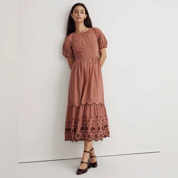 Madewell | Dresses | Madewell Embroidered Bubblesleeve Midi Dress | Poshmark